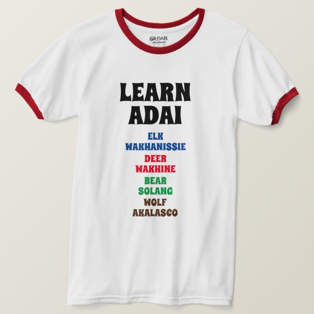 Camiseta Aprenda Adai - Elk, Deer, Bear, Wolf (Frente do Design)