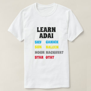 Camiseta Aprenda Adai Sky, Lua, Sol, Estrela