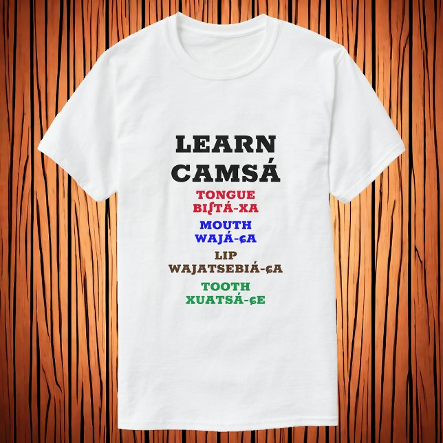 Camiseta Aprenda Camsá - Dente do lábio da boca da língua (Criador carregado)