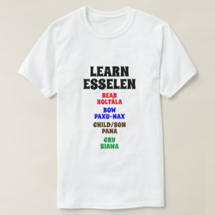 Camiseta Aprenda Esselen - Urso, Arco, Filho/Filho, Chore