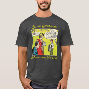 Camiseta Aprenda sobre Tee de Cartoon de acordeão