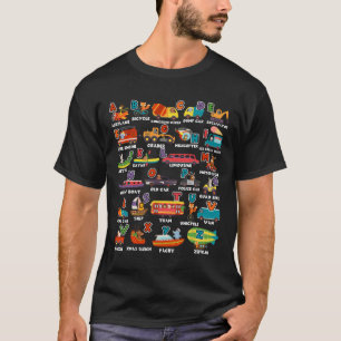 Camiseta Aprendendo Transporte Animal - Letra Abcs Professo