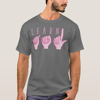 Camiseta Aprender a cor-de-rosa ASL