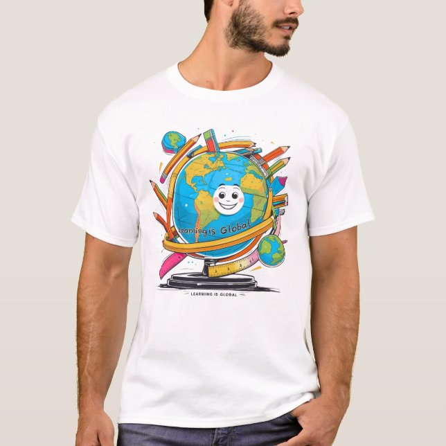 Camiseta Aprender é global - Inspirar a educação e a U mund (Frente)