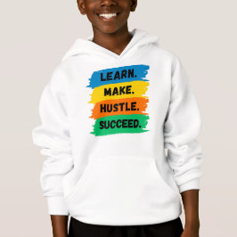 Camiseta Aprender, Fazer, Hustle, Suceder, Slogan motivacio