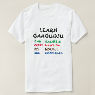 Camiseta Aprender Gaagudju Emu, Crow, Voo, Sol