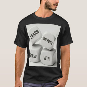 Camiseta Aprender Melhorar Evoluir Vencer Dados Mentalidade