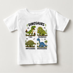 Camiseta Aprendizado de Espécies de Dinossauros para Crianç