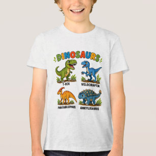 Camiseta Aprendizado de Espécies de Dinossauros para Crianç