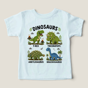 Camiseta Aprendizado de Espécies de Dinossauros para Crianç