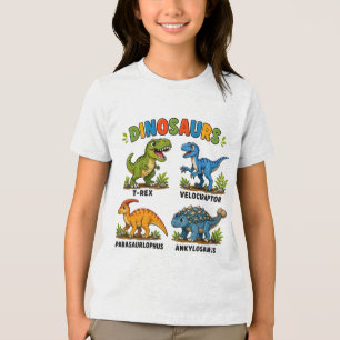 Camiseta Aprendizado de Espécies de Dinossauros para Crianç