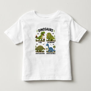 Camiseta Aprendizado de Espécies de Dinossauros para Crianç