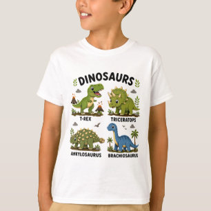 Camiseta Aprendizado de Espécies de Dinossauros para Crianç