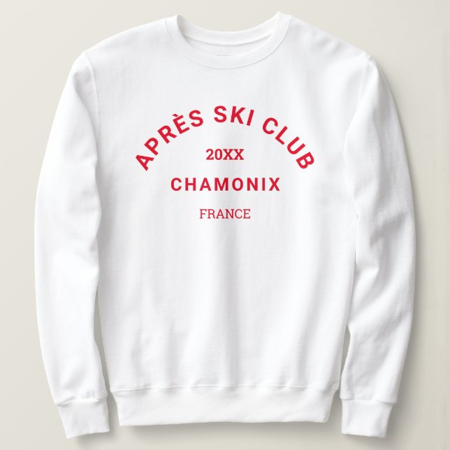 Camiseta Après Ski Club Red Ski Resort Crest Womens White (Frente do Design)