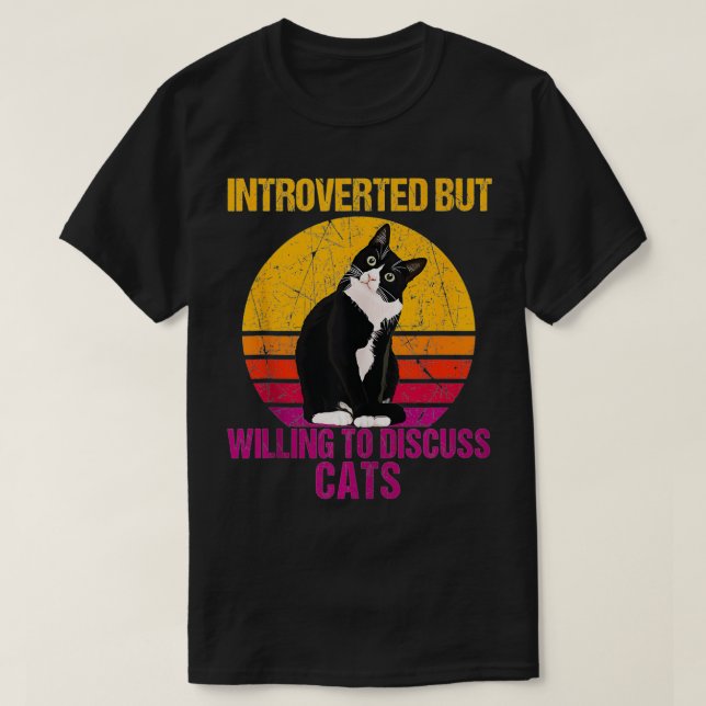Camiseta Apresentado Mas Disposto A Discutir Gatos (Frente do Design)