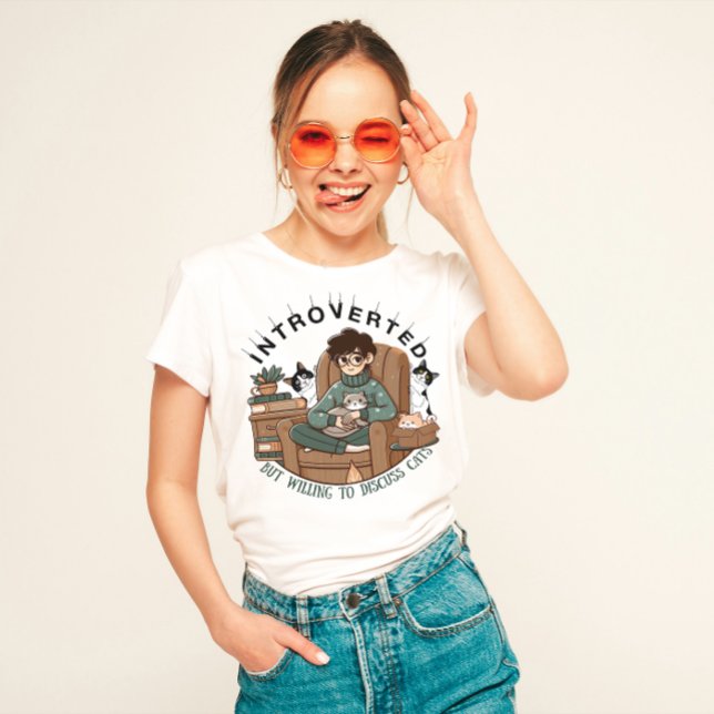 Camiseta "Apresentado mas disposto a discutir gatos" Engraç (Criador carregado)