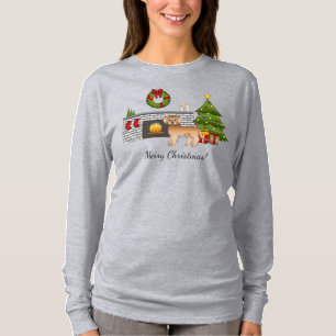Camiseta Apricot Mini Goldendoodle - Sala de Natal Festiva