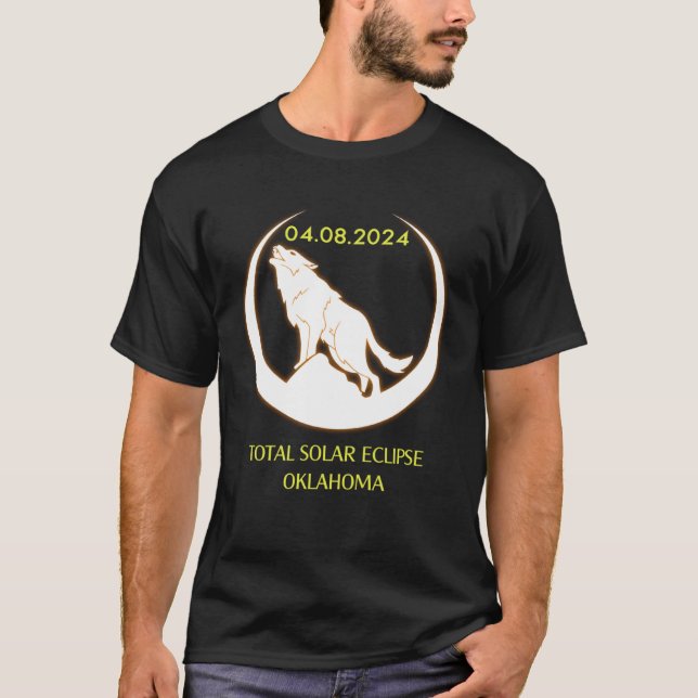 Camiseta April 8 2024 Total Solar Eclipse Oklahoma Wolf Sun (Frente)