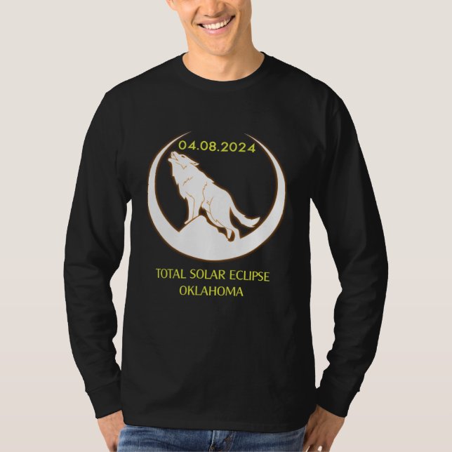 Camiseta April 8 2024 Total Solar Eclipse Oklahoma Wolf Sun (Frente)