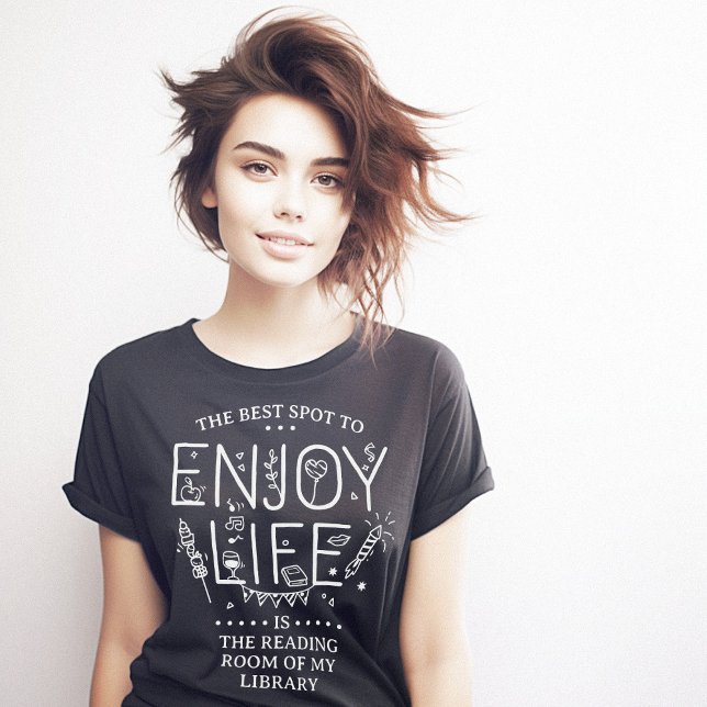 Camiseta Aproveite a alavanca da biblioteca de vida (Enjoy Life Library Clever T-Shirt)