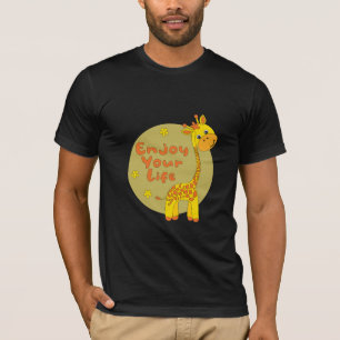 Camiseta Aproveite a sua vida, a girafa amarela Kawaii