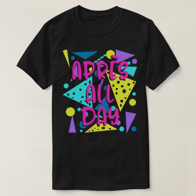 Camiseta Aprs O Dia Inteiro De Snowboard Retro Peça De Esqu (Frente do Design)
