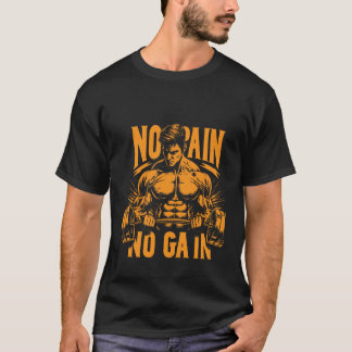 Camiseta  Aptidão, treino, academia, sem dor sem ganho 