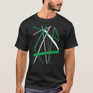 Camiseta Aqua Abstrato sem costura e tiras brancas cortadas