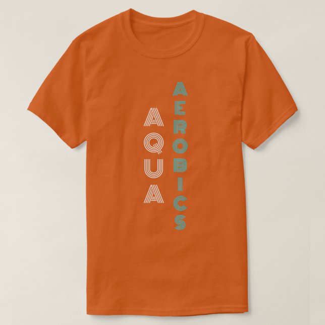 Camiseta Aqua Aerobics na moda azul e tipografia branca Gi (Frente do Design)