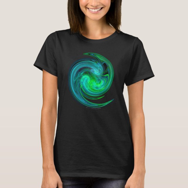 Camiseta AQUA BLUE VERDE LUZ VERDE VORTEX Negra Fractal Neg (Frente)