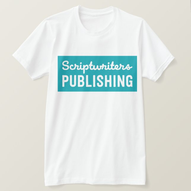 Camiseta Aqua do sólido dos Scriptwriters (Frente do Design)