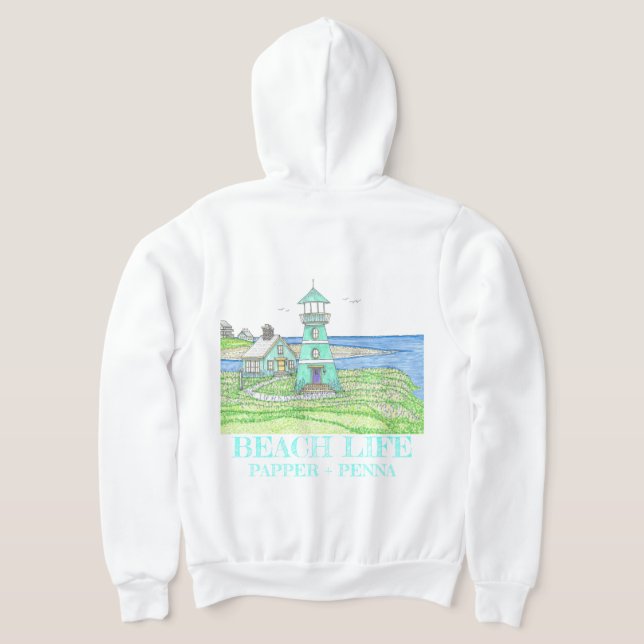 Camiseta Aqua Lighthouse Zippered Hoodie (Postura das costas)