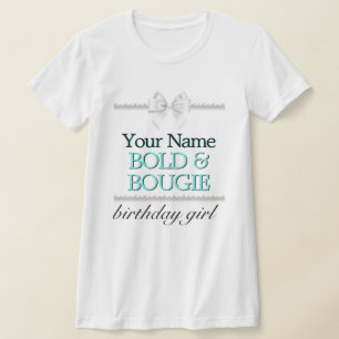 Camiseta Aqua Pearls Tiffany Theme Elegante Birthday Girl