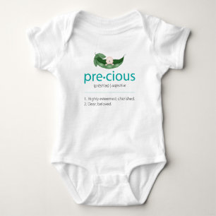 Camiseta Aqua "Precioso" de ervilha-em-pod, chá de bebê