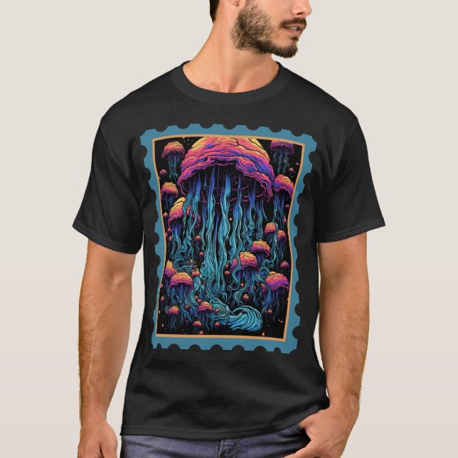 Camiseta Aqua Spectacle: Água-viva Colorida Gigante (Frente)
