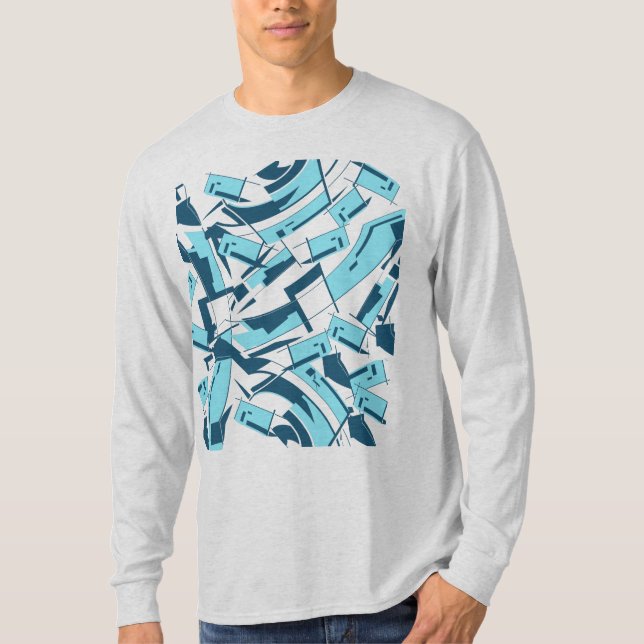 Camiseta Aqua Turquoise Diagonal Disparada Abstrato (Frente)