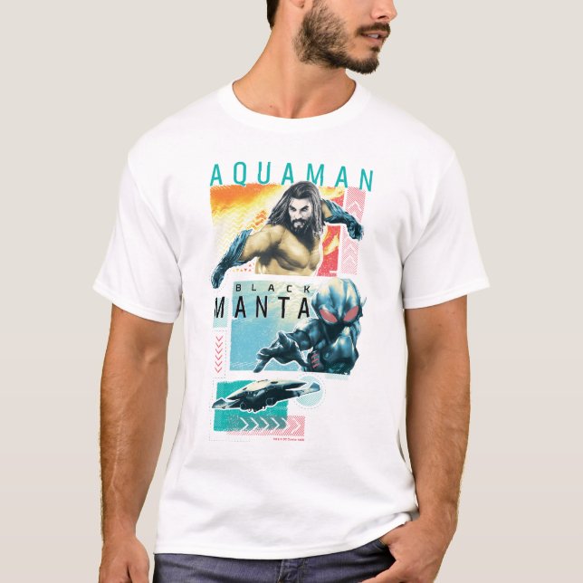 Camiseta Aquaman | Gráfico Modernista Aquaman & Black Manta (Frente)