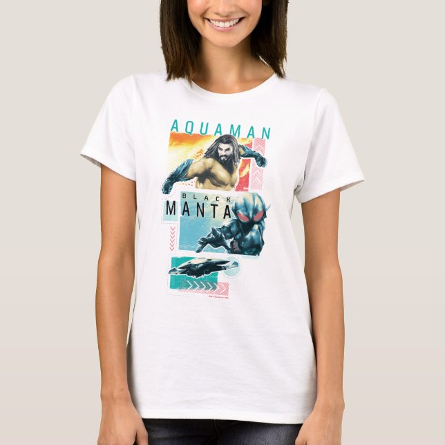 Camiseta Aquaman | Gráfico Modernista Aquaman & Black Manta (Frente)