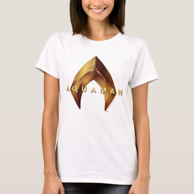 Camiseta Aquaman | Logotipo Aquaman do Ouro (Frente)