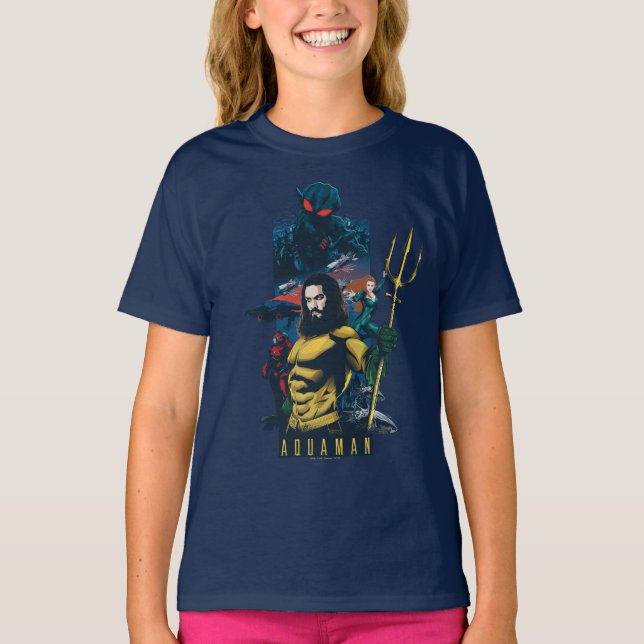 Camiseta Aquaman | Orin, Mera e Black Manta Graphic (Frente)
