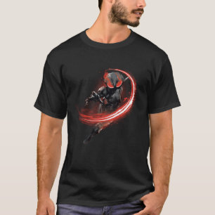 Camiseta Aquaman   Preto Manta Vermelho Swipe Gráfico