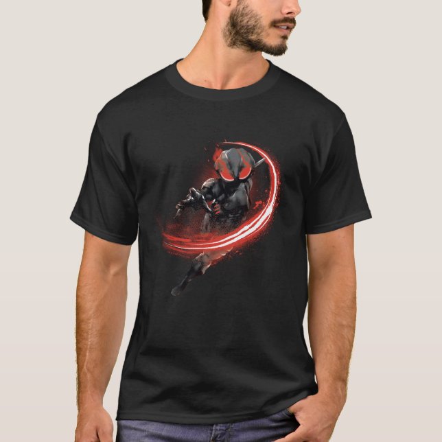 Camiseta Aquaman | Preto Manta Vermelho Swipe Gráfico (Frente)