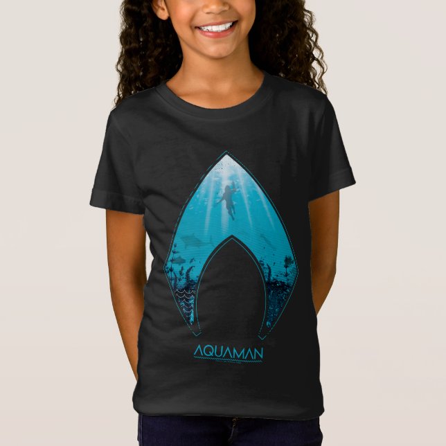 Camiseta Aquaman | Ver Através Do Logotipo Aquaman, Gráfico (Frente)