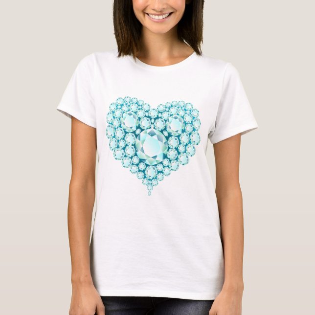 Camiseta Aquamarine Heart Gems (Frente)