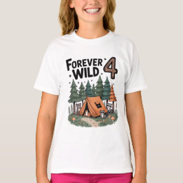 Camiseta Aquarela animal da floresta acampador 4º aniversár
