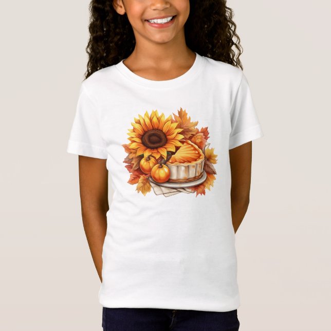 Camiseta Aquarela Autumn Pie e Sunflower (Frente)