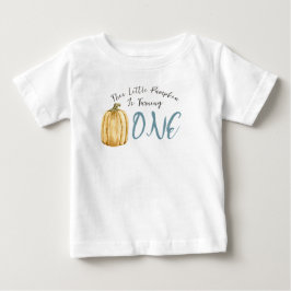 Camiseta Aquarela Azul Abóbora Pequena Menino Aniversário