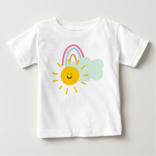 Camiseta Aquarela Boho Arco-íris e Sol