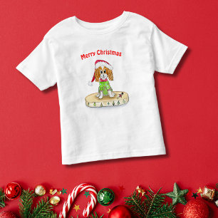 Camiseta Aquarela Cachorro do Rei Charles Spaniel Natal