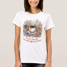 Aquarela Café Floral Nome Personalizado Médico